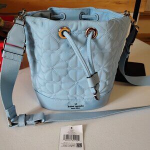 Spade Flower Quilted Fabric Bucket Bag